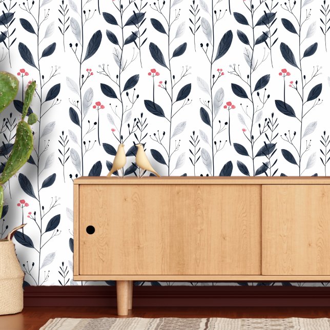 白黒の葉パターン 壁紙 (クリエイターアップロード済み)