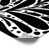 白黒の葉抽象芸術パターン ポスター (角)