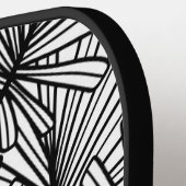 白黒の葉柄モノグラムモダン ピックルボールラケット (左詳細)