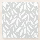 白黒の葉 ガラスコースター (裏面)