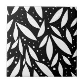白黒の葉 タイル (正面)