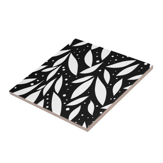 白黒の葉 タイル (側面)