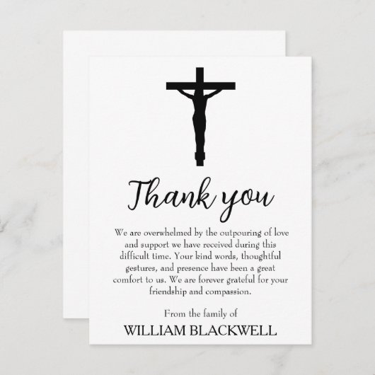 白黒の葬儀サンキューカード サンキューカード (正面/裏面)