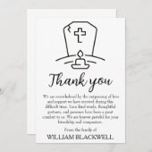 白黒の葬儀サンキューカード 招待状 (正面/裏面)