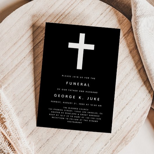 白黒の葬儀モダンのお知らせ 招待状