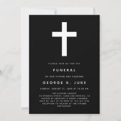 白黒の葬儀モダンのお知らせ 招待状 (正面)