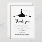 白黒の葬儀記念フォーエバー魚釣り サンキューカード (正面/裏面)