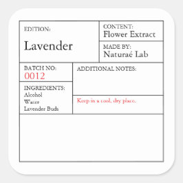 白黒の薬用ラベンダーラベル スクエアシール
