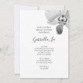 白黒の蘭のブライダルシャワー 招待状 (正面)