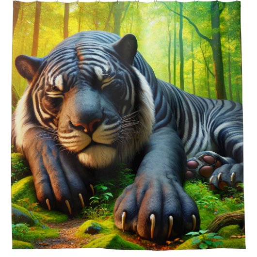 白黒の虎 シャワーカーテン (正面)