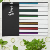 白黒の虹のピアノ鍵音楽 キッチンタオル (折り畳み)