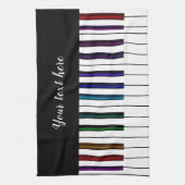 白黒の虹のピアノ鍵音楽 キッチンタオル (縦)