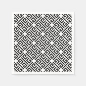 白黒の蛇行ギリシャ語鍵パターン スタンダードカクテルナプキン (正面)