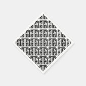 白黒の蛇行ギリシャ語鍵パターン スタンダードカクテルナプキン (角)