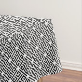 白黒の蛇行ギリシャ語鍵パターン テーブルクロス (インサイチュ)