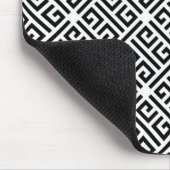 白黒の蛇行ギリシャ語鍵パターン マウスパッド (コーナー)