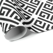 白黒の蛇行ギリシャ語鍵パターン ラッピングペーパー (ロールコーナー)