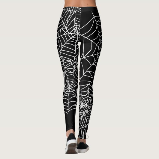 白黒の蜘蛛の巣のハロウィンの衣裳 レギンス (裏面)