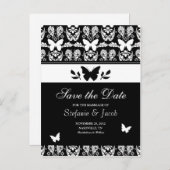 白黒の蝶が日付はがきを保存 案内ポストカード (正面/裏面)