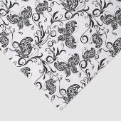 白黒の蝶と花のパターン 薄葉紙 (詳細)