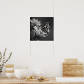 白黒の蝶と花 ポスター (キッチン)