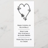 白黒の蝶のハート結婚の夕食 メニュー (裏面)