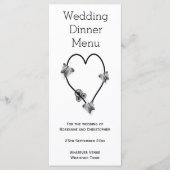白黒の蝶のハート結婚の夕食 メニュー (正面)