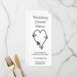 白黒の蝶のハート結婚の夕食 メニュー