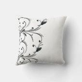 白黒の蝶スクロールアメリカ人のMoJoの枕 クッション (裏面)
