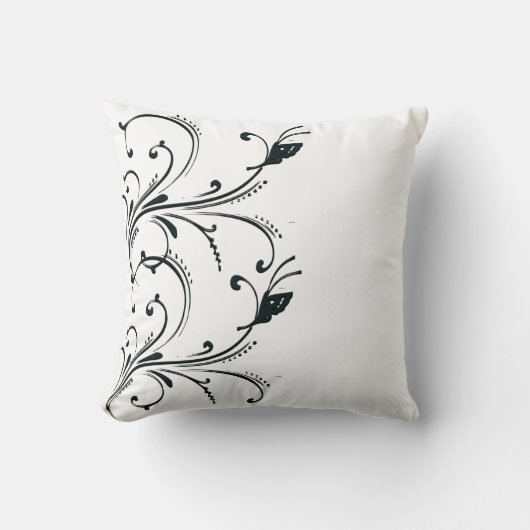 白黒の蝶スクロールアメリカ人のMoJoの枕 クッション (正面)