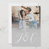 白黒の蝶フォトオーバーレイ結婚ズ 招待状 (裏面)