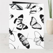 白黒の蝶結婚の サンキューカード (裏面)