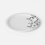 白黒の蝶結婚の ペーパープレート (アングル)