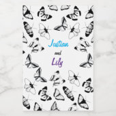 白黒の蝶結婚の ワインラベル (シングルラベル)