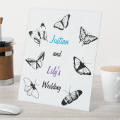 白黒の蝶結婚の 台座サイン (インサイチュ)