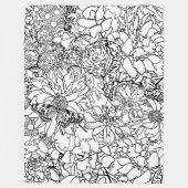 白黒の蝶花柄-カスタマイズ フリースブランケット (正面)