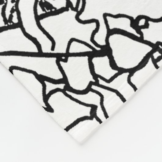 白黒の蝶花柄-カスタマイズ フリースブランケット (角)