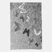 白黒の蝶 キッチンタオル (縦)