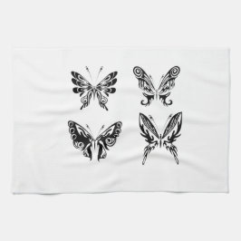 白黒の蝶 キッチンタオル