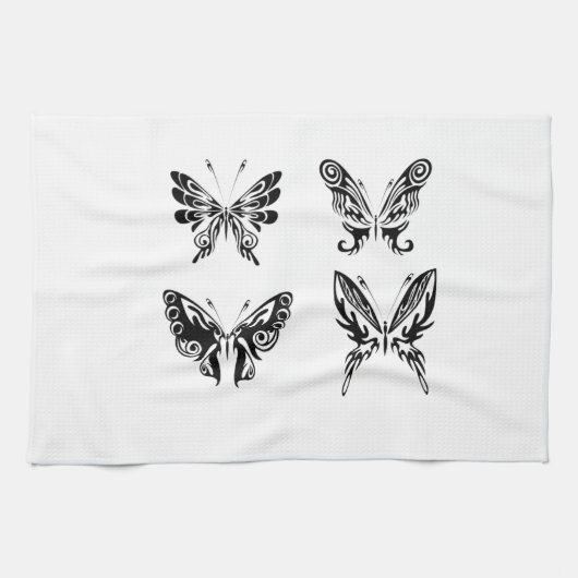 白黒の蝶 キッチンタオル (横)
