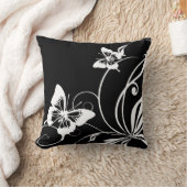 白黒の蝶 クッション (ブランケット)