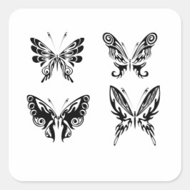 白黒の蝶 スクエアシール