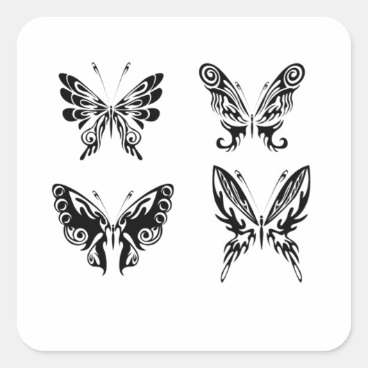 白黒の蝶 スクエアシール (正面)