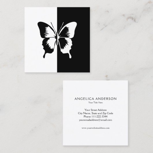 白黒の蝶 スクエア名刺 (正面/裏面)