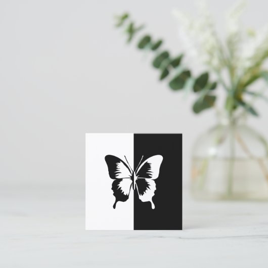 白黒の蝶 スクエア名刺 (スタンド正面)