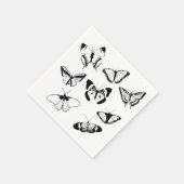 白黒の蝶 スタンダードカクテルナプキン (角)