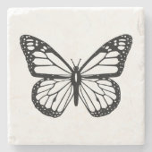 白黒の蝶 ストーンコースター (正面)