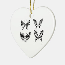 白黒の蝶 セラミックオーナメント