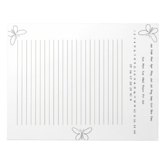 白黒の蝶 ノートパッド (正面)