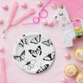 白黒の蝶 ペーパープレート (パーティー)